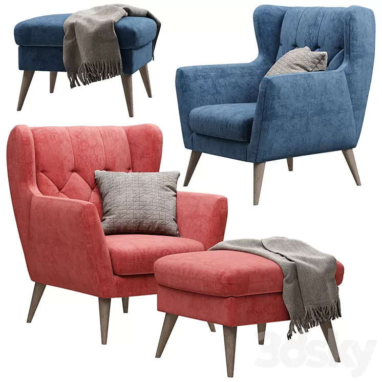 Armchair with pouf - Aria MP