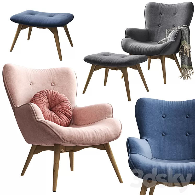 Armchair with pouf Jysk PETERSBORG 3D Model