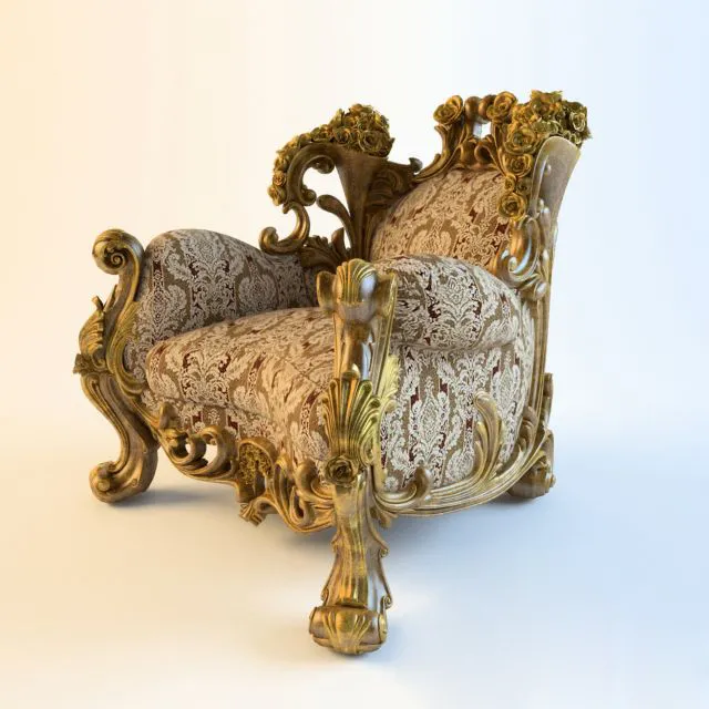 Armchair wood fabric palermo 3D Model