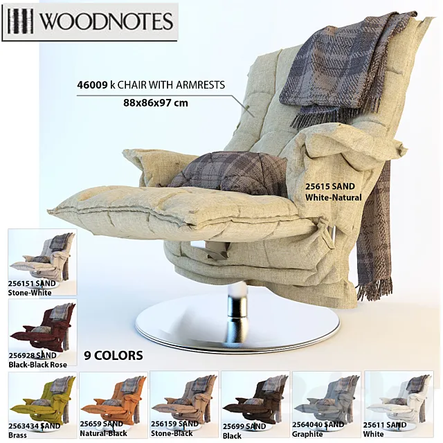 Armchair Woodnotes K CHAIR WITH ARMRESTS 3D Model