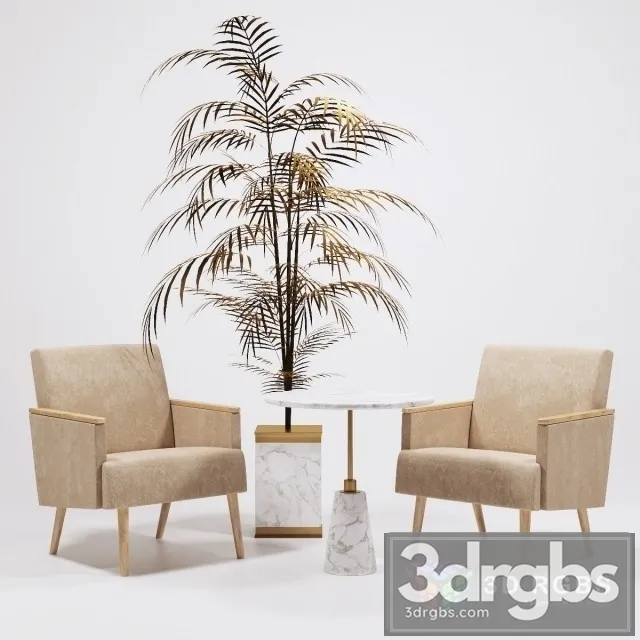 Armchairs Jasper Table Arteriors 3D Model Free