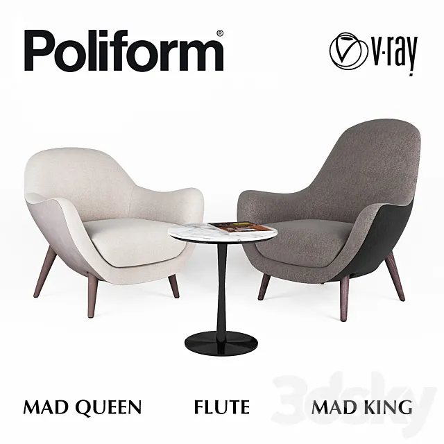 Armchairs Poliform MAD Queen and MAD King 3DModel