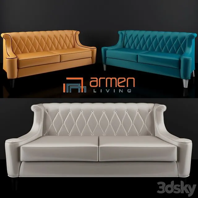 Armen Living Barrister Velvet Sofa 3D Model