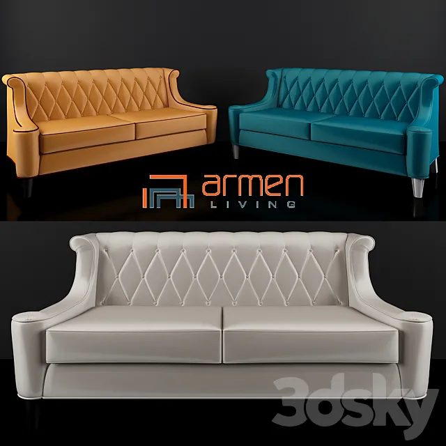 Armen Living Barrister Velvet Sofa 3D Model