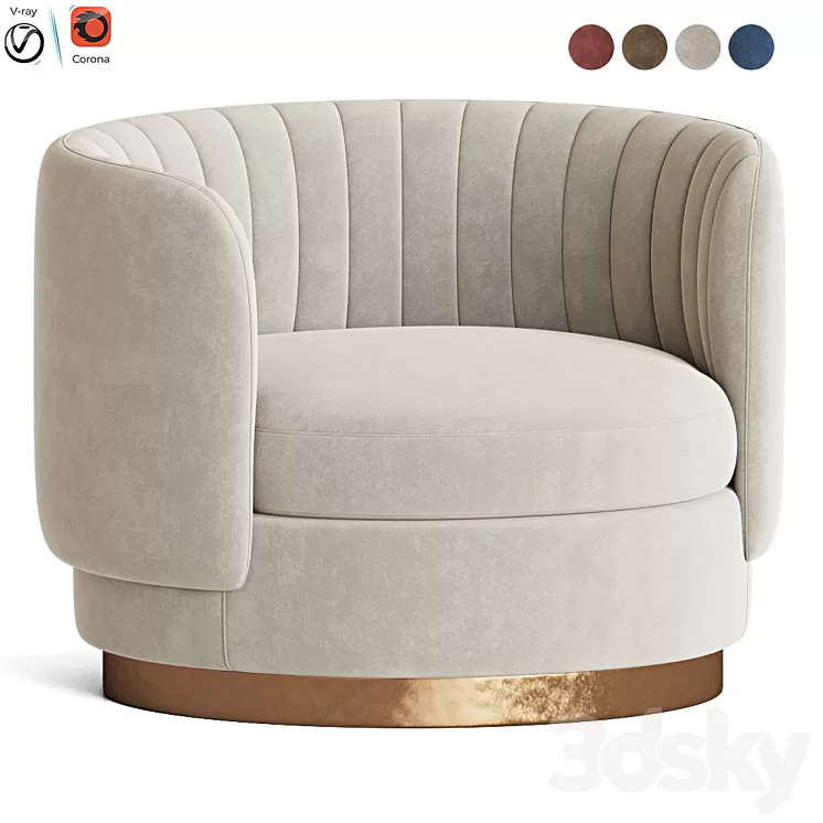 Armen Swivel Accent Armchair 3D Model