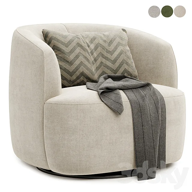 Armetta Boucle Upholstered Swivel Armchair 3D Model