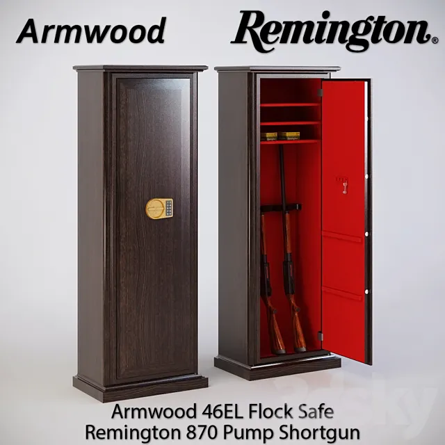 Armwood 46EL Flock & Remington 870 Pump Shortgun 3D Model
