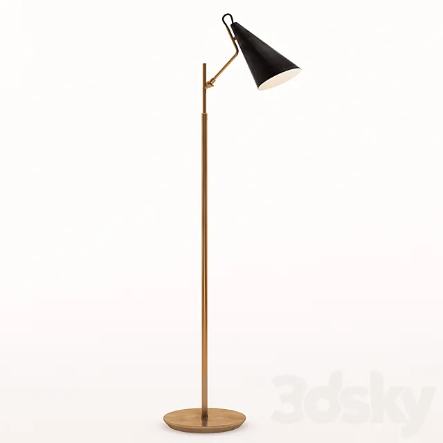 ARN 1010HAB-BLK AERIN Modern Clemente Floor Lamp In Hand-Rubbed Antique Brass With Black 3D Model