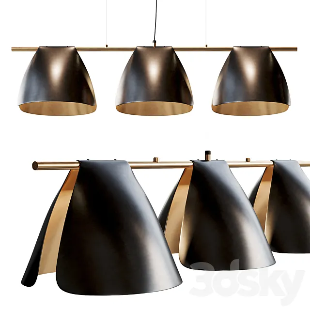Arnau Bent Metal Linear Chandelier 3DModel