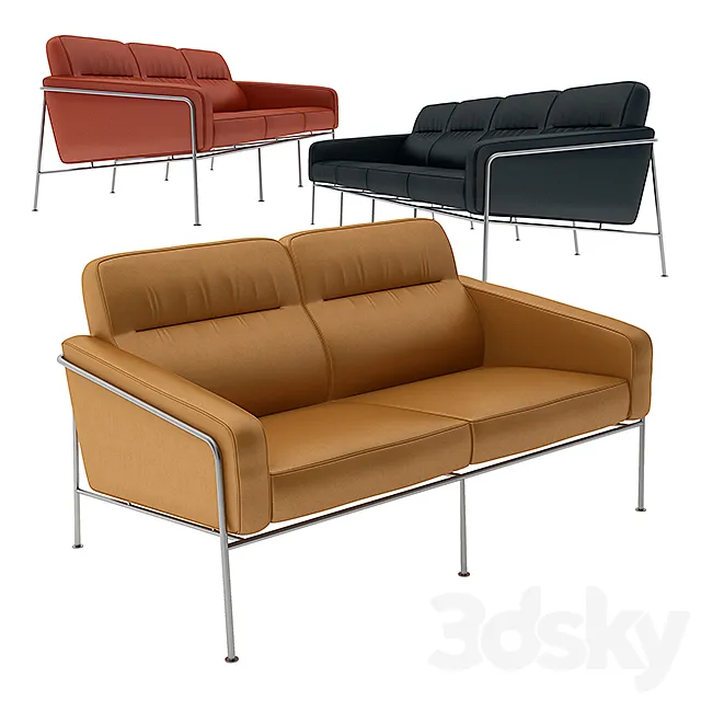 Arne Jacobsen Series 3300 Seat Sofa 3D Model