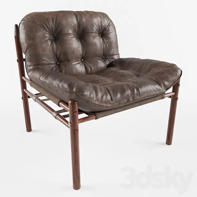 Arne Norell Rosewood and Leather Lounge Chair 3D Model
