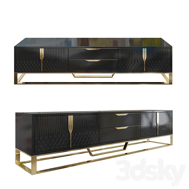 Aro Modern Stylish Black TV Stand 3DModel