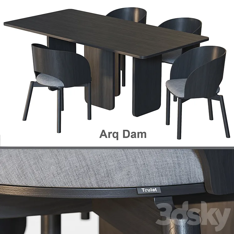 Arq Dam TEULAT Table and chairs 3D Model Free