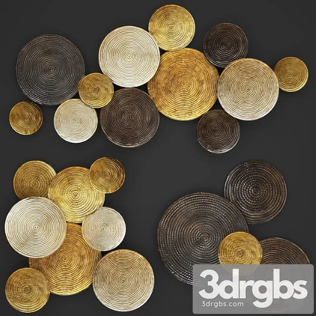 Art. circles wall decor. wall decor painting discs gold decor luxury panels 3D Model Free