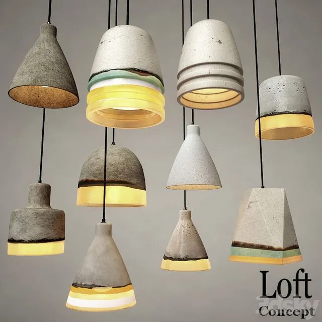 Art Concrete Pendant Collection 3D Model