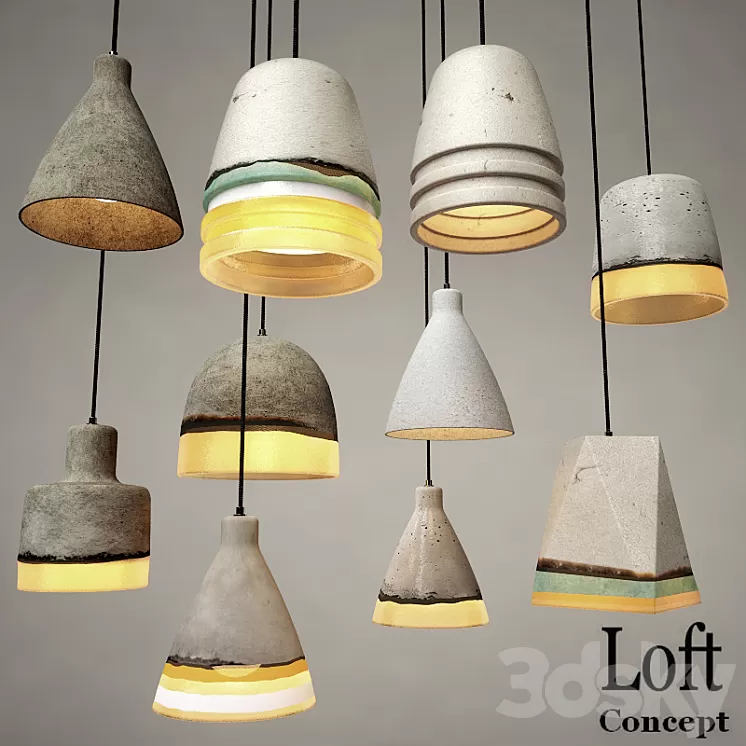 Art Concrete Pendant Collection 3D Model