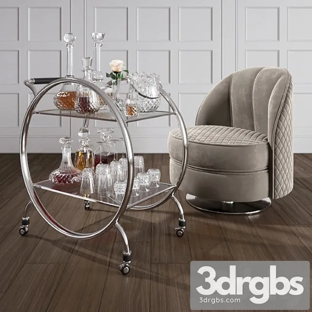 Art deco bar set 3D Model Free