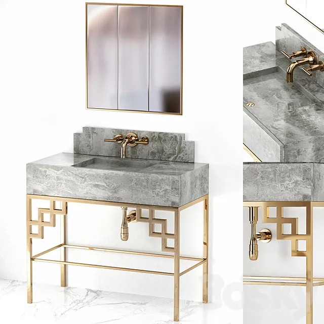 Art Deco Bathroom Mirror Luxury 3D Model