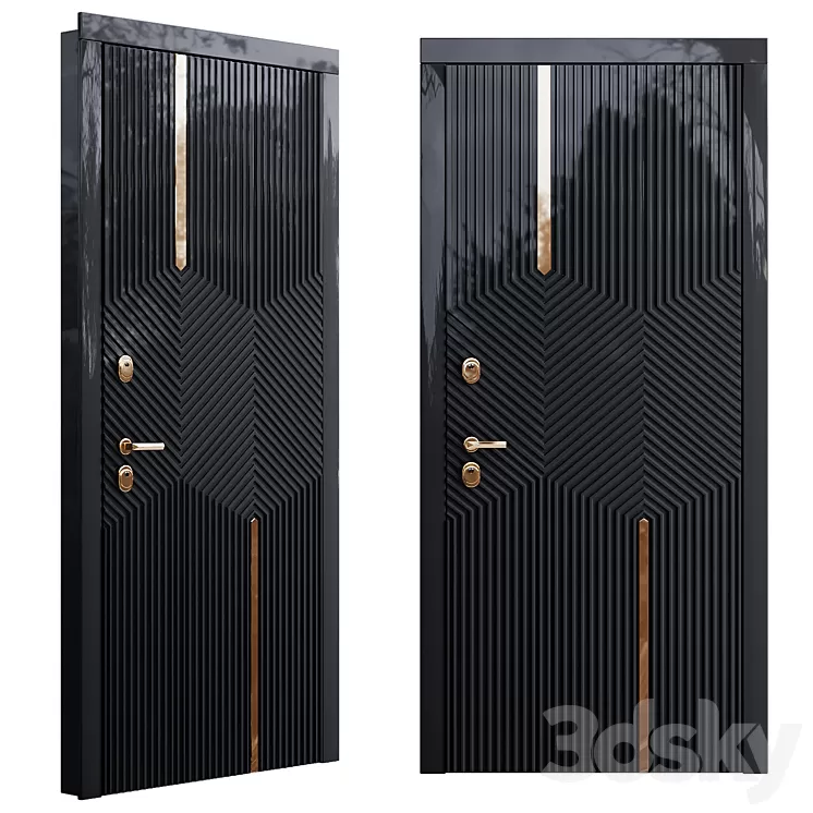Art deco black front door 3D Model