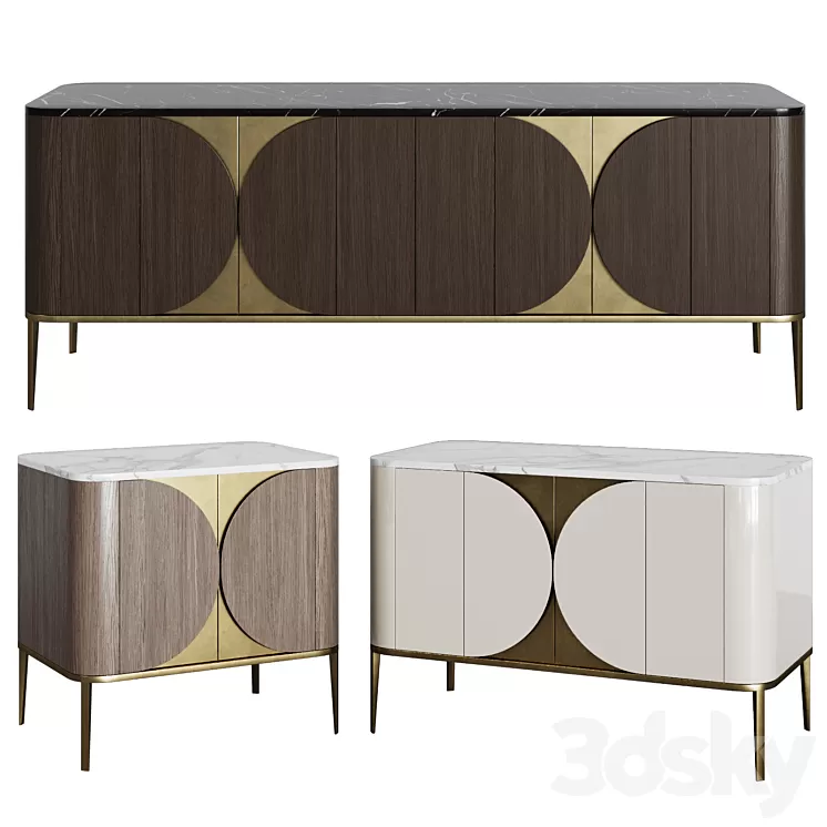 Art Deco chest of drawers and bedside 06 3D Model