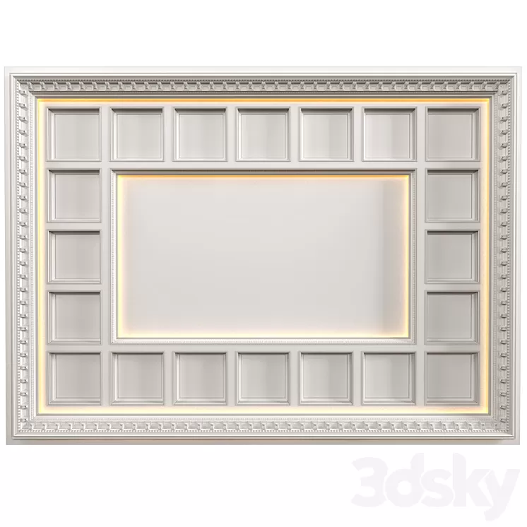 Art Deco coffered illuminated ceiling.Modern coffered illuminated ceiling 3D Model Free