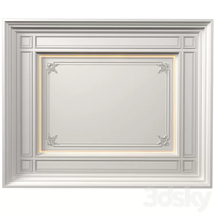 Art Deco coffered illuminated ceiling.Modern coffered illuminated ceiling 3D Model Free