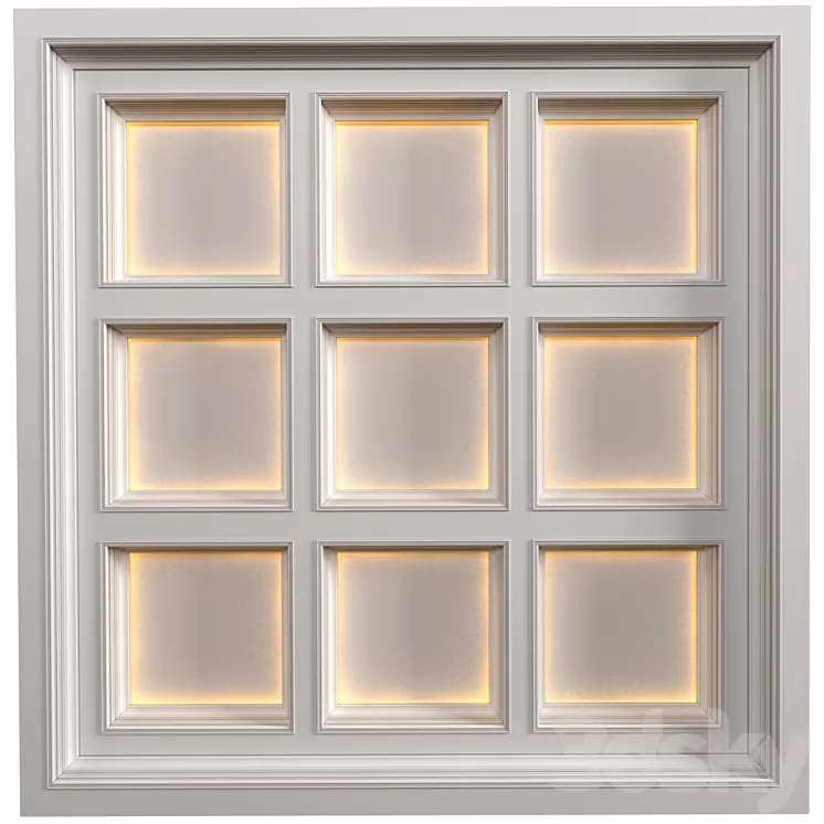 Art Deco coffered illuminated ceiling.Modern coffered illuminated ceiling 3D Model Free Download