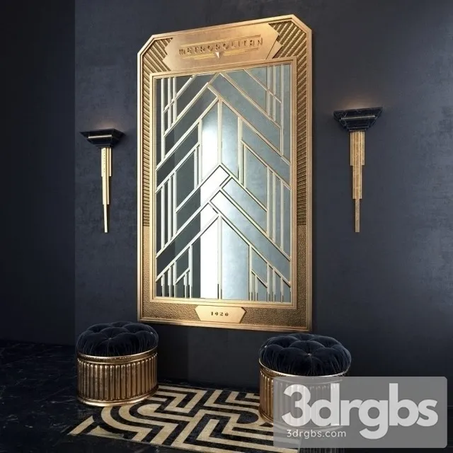 Art Deco Composition Mirror 3D Model Free