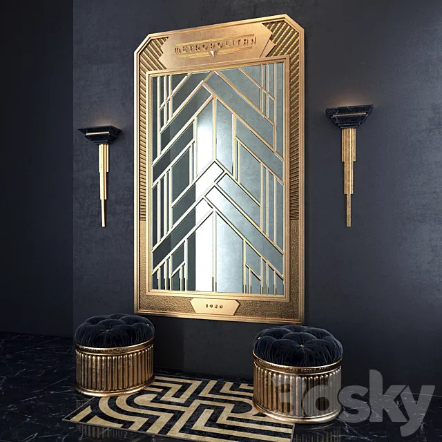 Art Deco composition with a mirror 3D Model