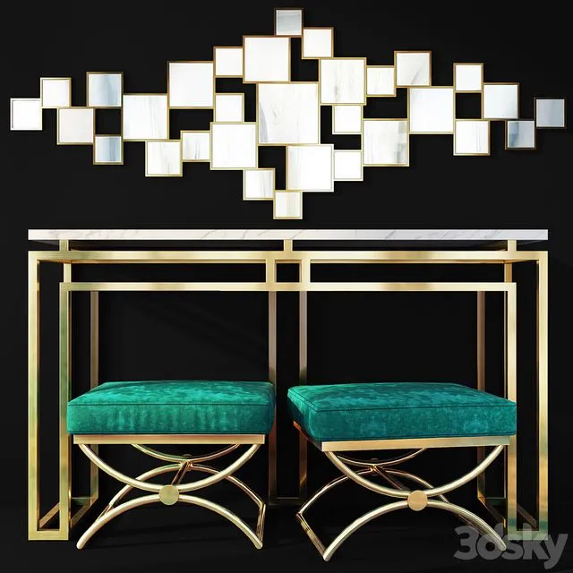 Art Deco dressing table console. Console table by Lux Design 3D Model