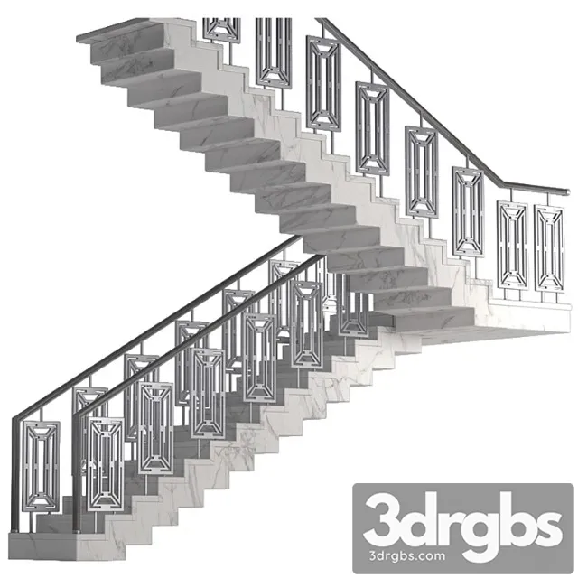 Art deco marble stairs 3D Model Free