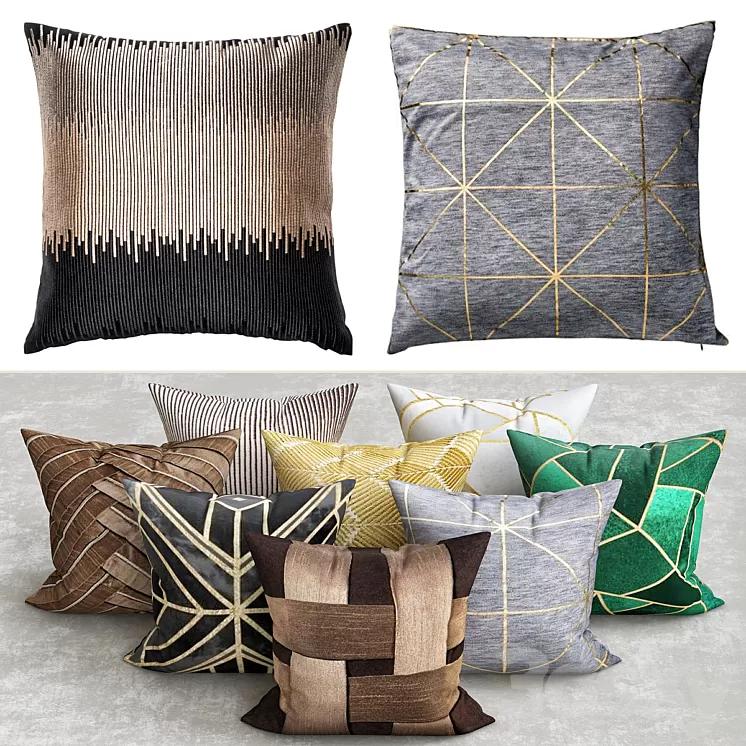 art deco pillows 3D Model