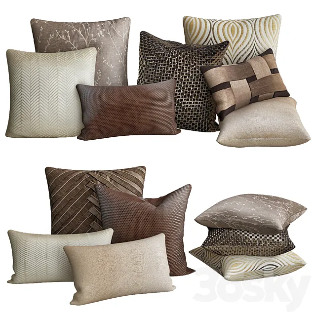 Art deco pillows collections 3D Model