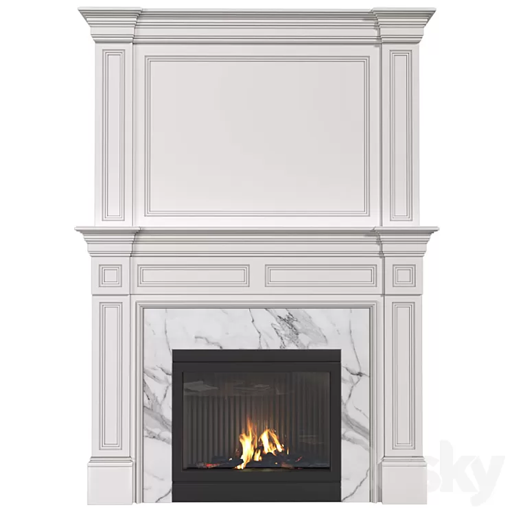 Art Deco style fireplace. Fireplace modern.Сlassic fireplace 3D Model Free