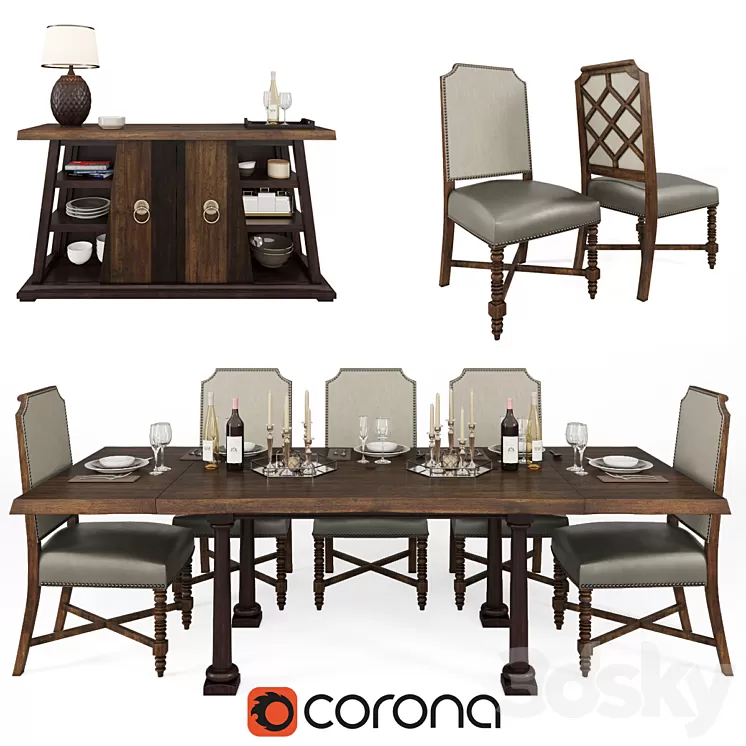 ART Furniture Inc American Chapter Formal Dining Room Group 3D Model