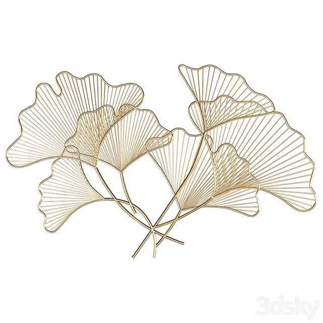 art. GM12080 WALL DECOR GINKGO METAL 3D Model