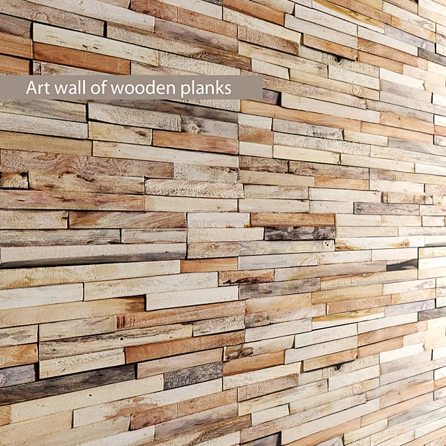 ART wall of boards. wall decor plank panels wooden decor boards wooden wall panel slats 3D Model