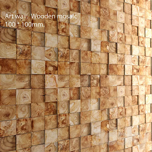Art wall. Wooden mosaic wall decor plank panels wooden decor boards wooden wall panel timber bars 3D Model
