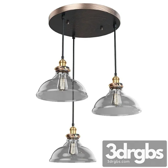 Artcraft 3-light bronze and copper pendant suspension 3D Model Free