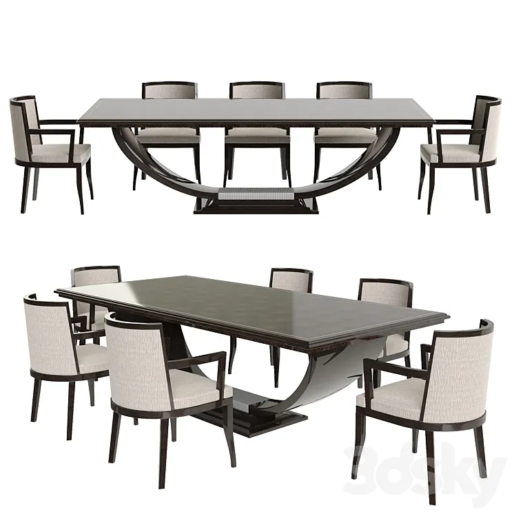 Artdeco Table group 3D Model Free