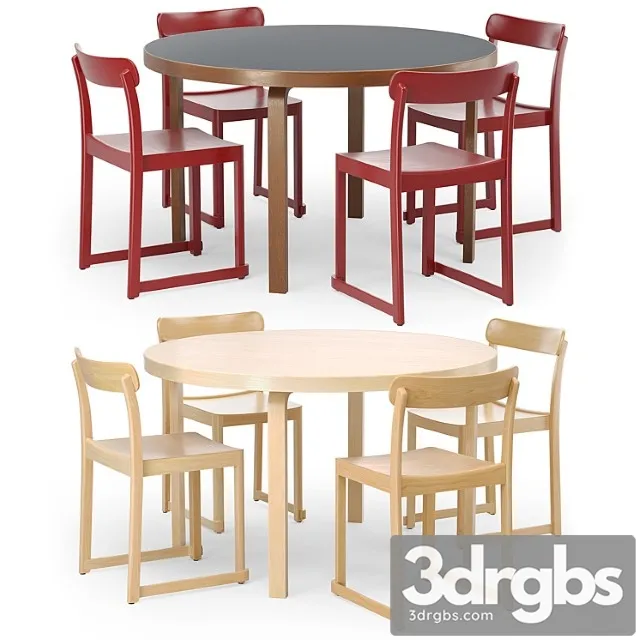 Artek Aalto Table Round And Atelier Chair 3D Model Download