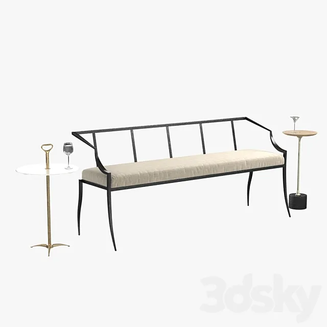 arteriors lexi bench harper fitz accent table 3D Model