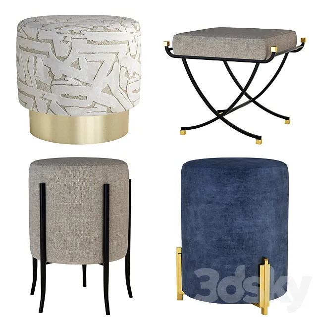 Arteriors Ottomans Set 3D Model