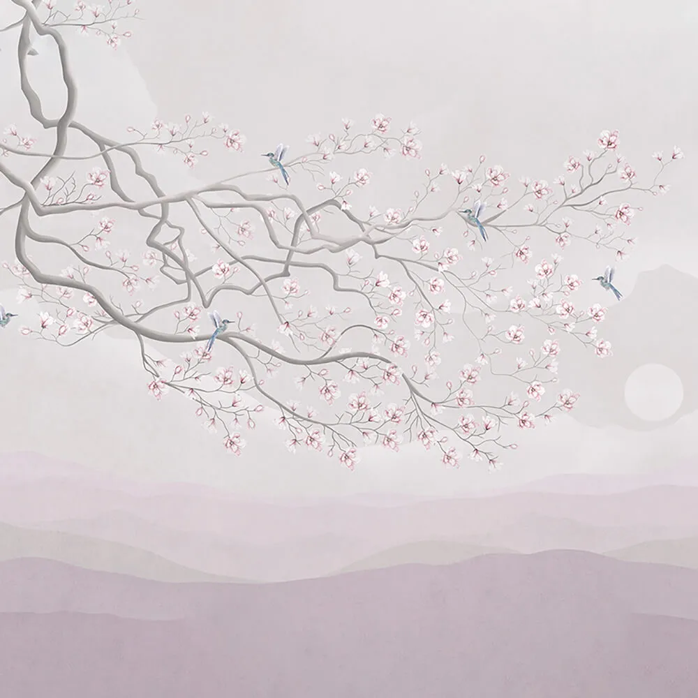 ArtFresco - Wallpaper delicate twig on a pink background 3D Model
