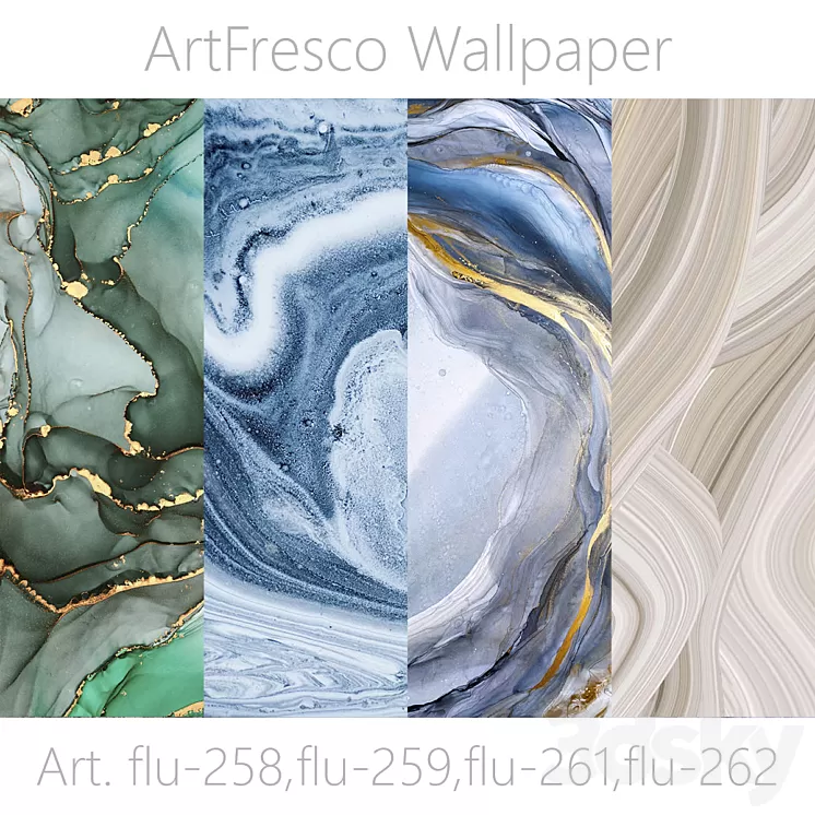 ArtFresco Wallpaper - Designer seamless wallpaper Art. flu-258 flu-259 flu-261 flu-262 OM 3D Model