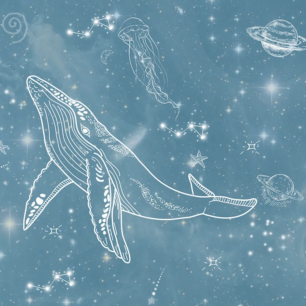 ArtFresco - Wallpaper graphic whale with planets on a blue background 3D Model