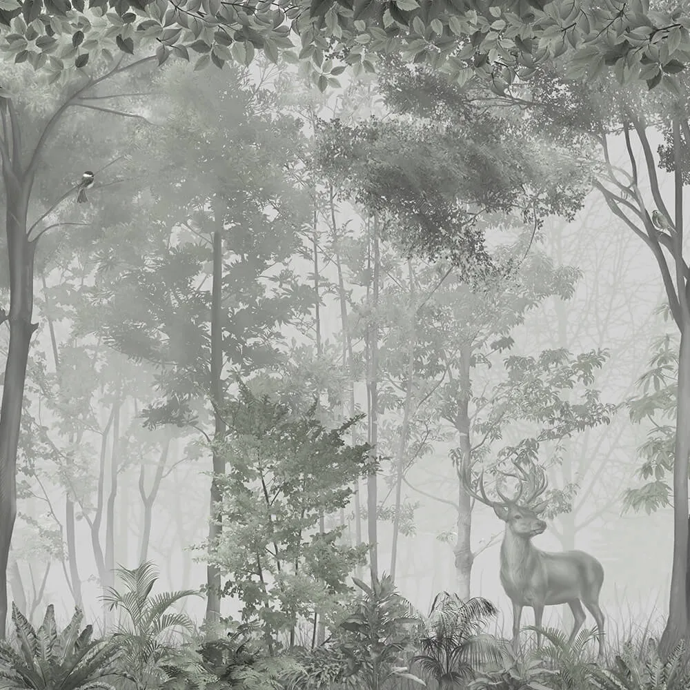 ArtFresco - Wallpaper monochrome forest and deer 3D Model