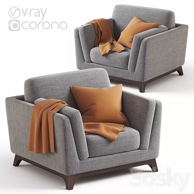 ARTICLE Ceni Pyrite Gray Armchair 3D Model