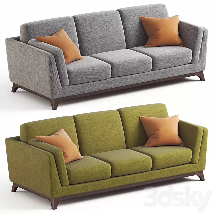 ARTICLE Ceni Sofa. Pyrite Gray and Seagrass Green upholstery variants. 3D Model