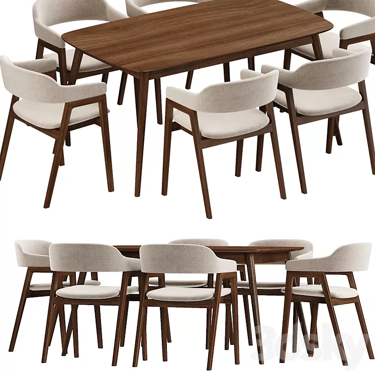 Article Savis Dining Table 3D Model Free